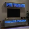 TV staliukas Sieninė TV sekcija su LED, 5 dalių, pilka ąžuolo, mediena