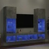 TV staliukas Sieninė TV sekcija su LED, 5 dalių, betono, apdirbta mediena