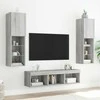 TV staliukas Sieninė TV sekcija su LED, 5 dalių, pilka ąžuolo, mediena