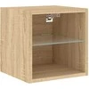 TV staliukas Sieninė TV sekcija su LED, 6 dalių, ąžuolo, apdirbta mediena