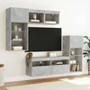 TV staliukas Sieninė TV sekcija su LED, 5 dalių, betono, apdirbta mediena