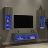 TV staliukas Sieninė TV sekcija su LED, 6 dalių, pilka ąžuolo, mediena