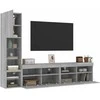 TV staliukas Sieninė TV sekcija su LED, 4 dalių, pilka ąžuolo, mediena