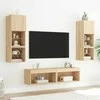 TV staliukas Sieninė TV sekcija su LED, 6 dalių, ąžuolo, apdirbta mediena
