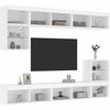 TV staliukas Sieninė TV sekcija su LED, 8 dalių, balta, apdirbta mediena