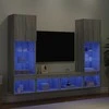 TV staliukas Sieninė TV sekcija su LED, 5 dalių, pilka ąžuolo, mediena
