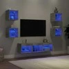 TV staliukas Sieninė TV sekcija su LED, 7 dalių, betono, apdirbta mediena