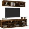 TV staliukas Sieninė TV sekcija su LED, 5 dalių, dūminio ąžuolo, mediena