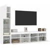 TV staliukas Sieninė TV sekcija su LED, 4 dalių, balta, apdirbta mediena