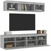 TV staliukas Sieninė TV sekcija su LED, 5 dalių, pilka ąžuolo, mediena
