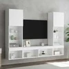 TV staliukas Sieninė TV sekcija su LED, 5 dalių, balta, apdirbta mediena