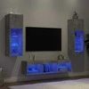 TV staliukas Sieninė TV sekcija su LED, 5 dalių, betono, apdirbta mediena