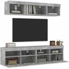 TV staliukas Sieninė TV sekcija su LED, 5 dalių, betono, apdirbta mediena