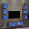 TV staliukas Sieninė TV sekcija su LED, 8 dalių, ąžuolo, apdirbta mediena