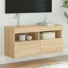 TV staliukas Sieninė TV spintelė su LED lemputėmis, ąžuolo, 80x30x40cm