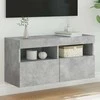TV staliukas Sieninė TV spintelė su LED lemputėmis, betono pilka, 80x30x40cm