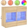 TV staliukas Sieninė TV spintelė su LED lemputėmis, ąžuolo, 78,5x30x60,5cm