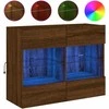 TV staliukas Sieninė TV spintelė su LED lemputėmis, ruda, 78,5x30x60,5cm