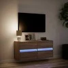 TV staliukas Sieninė TV spintelė su LED lemputėmis, ruda ąžuolo, 100x31x45cm