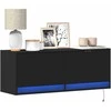 TV staliukas Sieninė TV spintelė su LED lemputėmis, juoda, 100x31x35cm