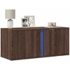 TV staliukas Sieninė TV spintelė su LED lemputėmis, ruda ąžuolo, 80x31x35cm