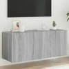 TV staliukas Sieninė TV spintelė su LED lemputėmis, pilka, 100x35x41cm