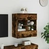 TV staliukas Sieninė TV spintelė su LED lemputėmis, dūminė, 58,5x30x60,5cm