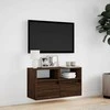 TV staliukas Sieninė TV spintelė su LED lemputėmis, ruda ąžuolo, 80x31x45cm