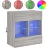 TV staliukas Sieninė TV spintelė su LED lemputėmis, pilka, 58,5x30x60,5cm