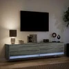 TV staliukas Sieninė TV spintelė su LED lemputėmis, pilka, 180x31x38cm