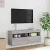 TV staliukas Sieninė TV spintelė su LED lemputėmis, pilka, 100x30x40cm