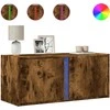 TV staliukas Sieninė TV spintelė su LED lemputėmis, dūminė, 80x31x35cm