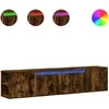 TV staliukas Sieninė TV spintelė su LED lemputėmis, dūminė, 180x31x39,5cm
