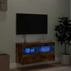 TV staliukas Sieninė TV spintelė su LED lemputėmis, dūminė, 80x30x40cm