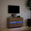 TV staliukas Sieninė TV spintelė su LED lemputėmis, ruda ąžuolo, 80x31x45cm