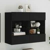 TV staliukas Sieninė TV spintelė su LED lemputėmis, juoda, 78,5x30x60,5cm