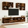 TV staliukas Sieninė TV spintelė su LED lemputėmis, dūminė, 100x30x40cm