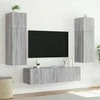 TV staliukas Sieninė TV spintelė su LED lemputėmis, pilka ąžuolo, 80x35x41cm