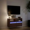 TV staliukas Sieninė TV spintelė su LED lemputėmis, ruda ąžuolo, 80x31x45cm