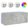 TV staliukas Sieninė TV spintelė su LED lemputėmis, betono, 100x35x41cm