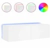 TV staliukas Sieninė TV spintelė su LED lemputėmis, balta, 100x35x31cm