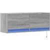 TV staliukas Sieninė TV spintelė su LED lemputėmis, pilka, 100x31x35cm