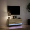 TV staliukas Sieninė TV spintelė su LED lemputėmis, ąžuolo, 100x31x35cm