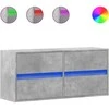 TV staliukas Sieninė TV spintelė su LED lemputėmis, betono, 100x31x45cm