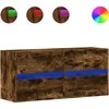 TV staliukas Sieninė TV spintelė su LED lemputėmis, dūminė, 100x31x45cm