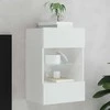 TV staliukas Sieninė TV spintelė su LED lemputėmis, balta, 40x30x60,5cm