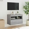 TV staliukas Sieninė TV spintelė su LED lemputėmis, pilka ąžuolo, 60x30x40cm