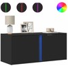 TV staliukas Sieninė TV spintelė su LED lemputėmis, juoda, 80x31x35cm