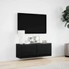 TV staliukas Sieninė TV spintelė su LED lemputėmis, juoda, 100x31x35cm
