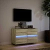 TV staliukas Sieninė TV spintelė su LED lemputėmis, ąžuolo, 80x31x45cm